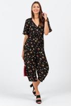 Francesca's Kaylor Floral Jumpsuit - Black