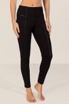 Francesca's Isabeli Faux Leather Seam Pant - Black