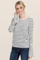 Jolie Addi Striped Bell Sleeve Top - White