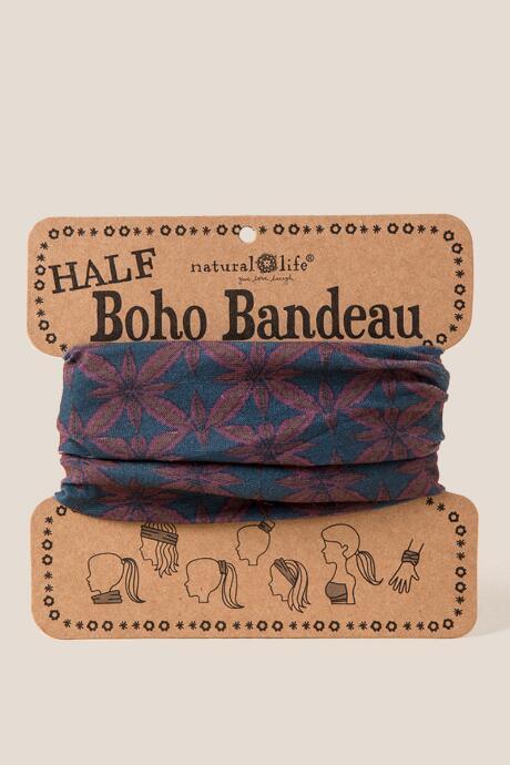 Francesca's Boho Bandeau In Purple Floral - Navy