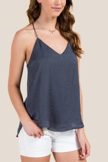 Francesca's Celine T Back Sliding Straps Top - Oxford Blue