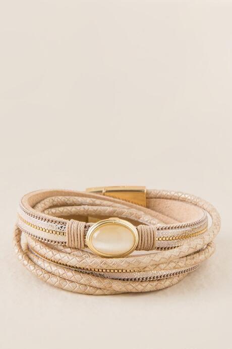 Francesca's Savannah Metallic Wrap Bracelet - Ivory