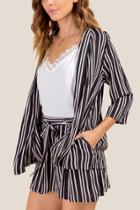 Francesca Inchess Dally Striped Blazer - Black/white