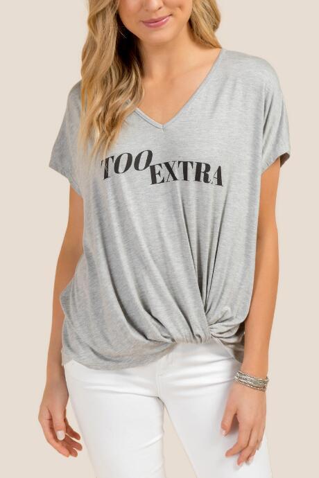 Francesca Inchess Too Extra Side Twist Top - Heather Gray