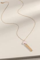Francesca's Hannah Rose Quartz Bar Pendant Necklace - Pale Pink
