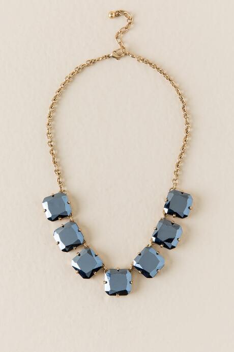 Francesca's Madison Cabachon Necklace In Hematite - Black
