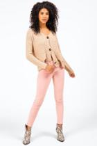 Francesca's Canna Popcorn Cropped Cardigan - Taupe