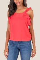 Francesca's Betty Ruffled Bow Back Tank Top - Red