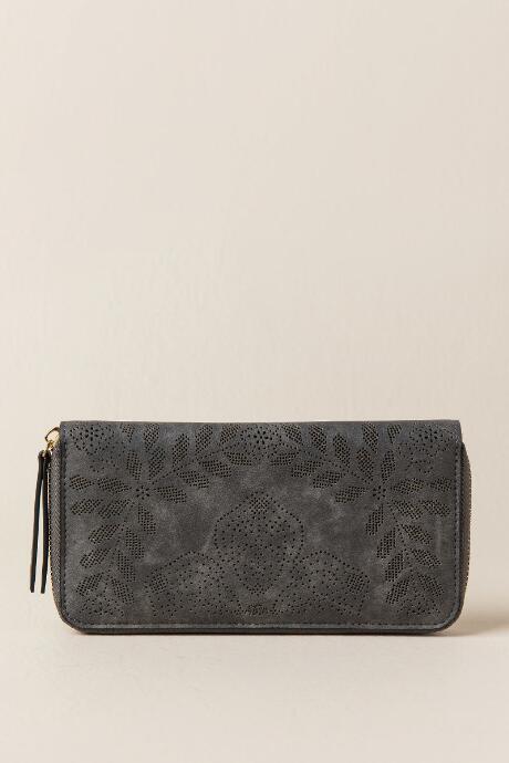Francesca's Chelsie Perforated Wallet - Gray
