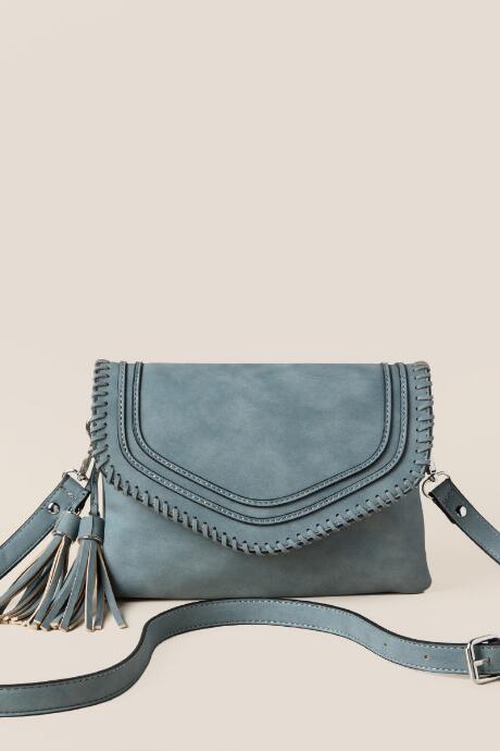 Francesca's Martina Whipstitch Crossbody - Blue