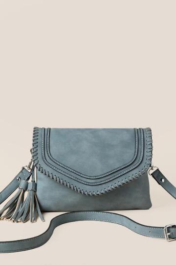 Francesca's Martina Whipstitch Crossbody - Blue