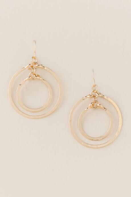 Francesca's Parla Double Circle Drop Earrings - Gold