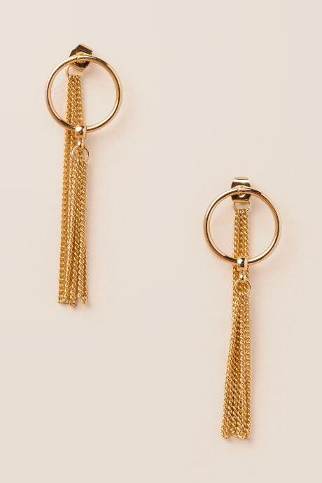 Francesca's Adela Circle Post Chain Drop Earring - Gold