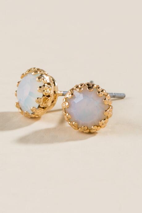 Francesca's Eadan Opal Stud Earrings - White