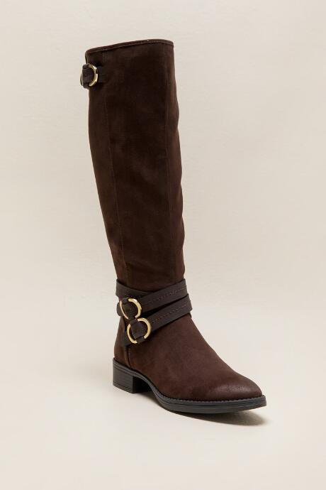 Francesca's Prairie Buckle Hi Shaft Boot - Dark Brown