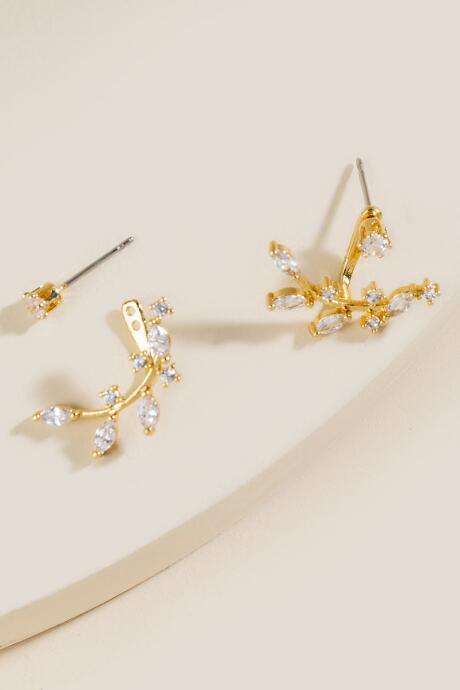 Francesca's Haley Cubic Zirconia Vine Earring Jacket - Crystal