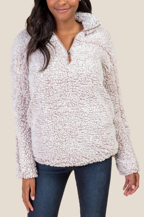 Francesca's Cassie Quarter Zip Wubby Jacket - Blush