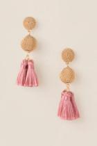 Francesca's Holland Bauble Tassel Earrings - Blush