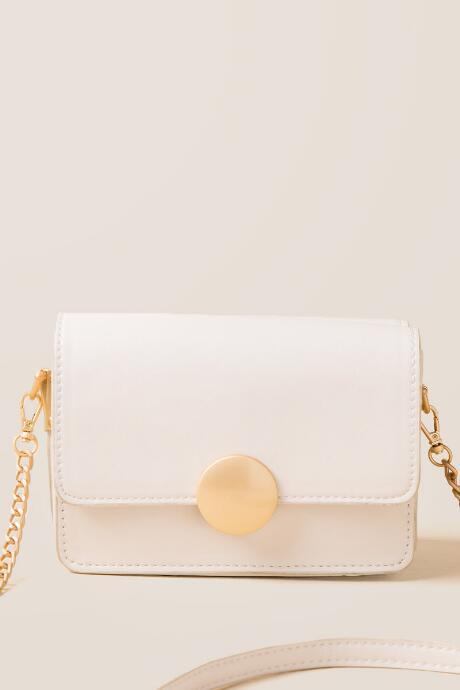 Francesca's Phoebe Gold Clasp Crossbody - White