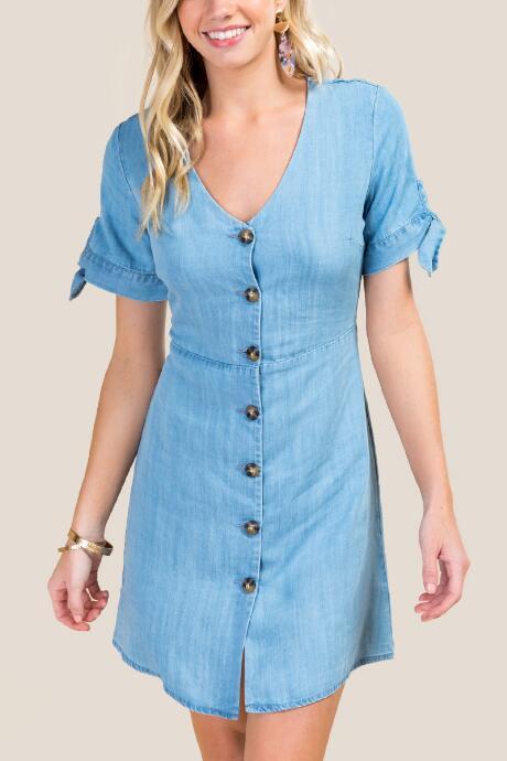 Francesca Inchess Leilani Button Front Dress - Chambray