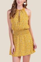 Francesca's Katherine Smocked Waist A-line Dress - Mustard