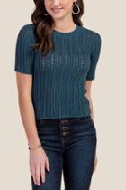 Francesca's Eleanor Vertical Pointelle Sweater - Chambray