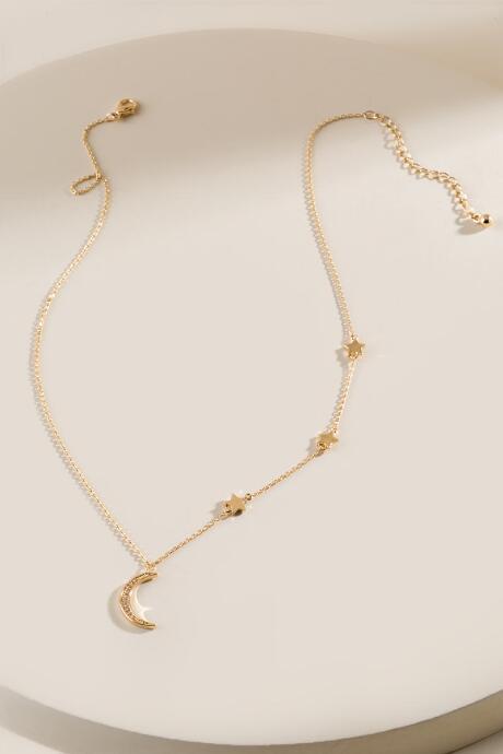 Francesca's Evelyn Pav Moon Pendant Necklace - Gold