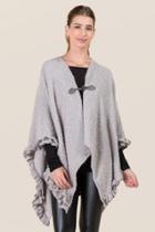 Francesca's Marina Toggle Ruffled Ruana - Gray