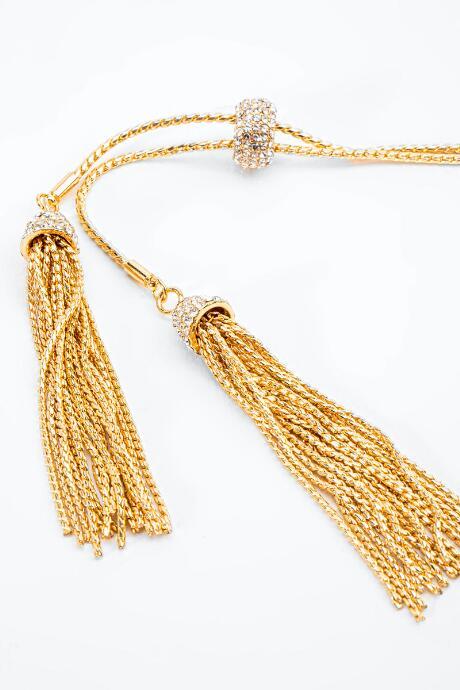 Francesca's Genevieve Pav Tasseled Lariat - Gold