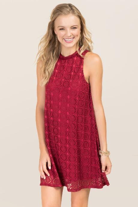 Blue Rain Hadley Open Back Shift Dress - Wine