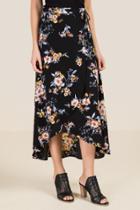 Francesca's Vivienne Floral Maxi Wrap Skirt - Black