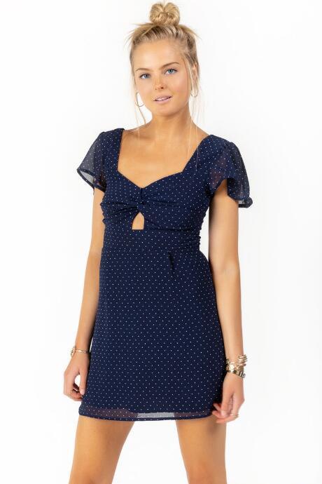 Francesca's Lennox Polka Dot Mini Dress - Navy