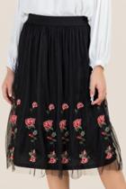 Francesca's Cecilia Embroidered Tulle Skirt - Black