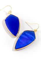 Francesca's Claudia Shield Shaped Drop Earring - Blue