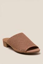 Francesca's Cache Perforated Peep Toe Mule - Tan