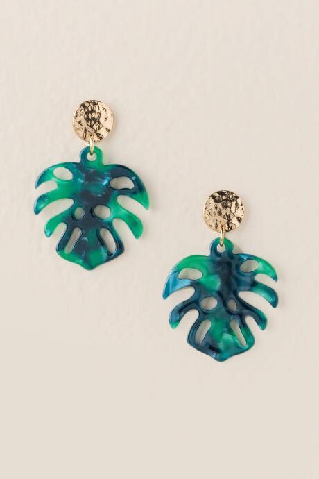 Francesca's Genny Palm Statement Earrings - Green