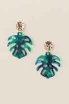 Francesca's Genny Palm Statement Earrings - Green