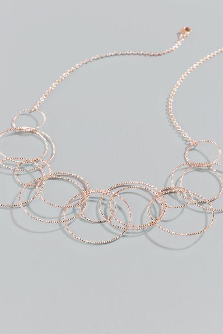 Francesca's Fiona Linked Circle Statement Necklace - Rose/gold