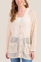 Francesca's Addie Button Front Cardigan - Sand