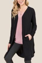 Francesca's Bodhi Elbow Patch Cardigan - Black