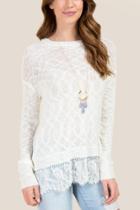 Francesca's Georgia Lace Bottom Sweater - Ivory