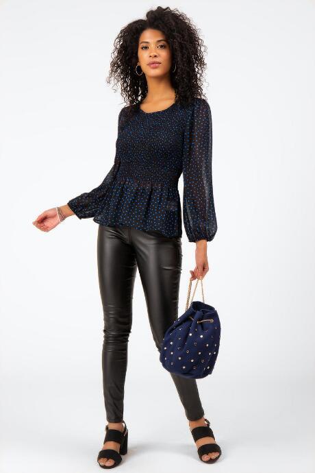 Francesca's Katarina Sheer Polka Dot Blouse - Black