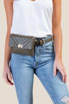 Francesca's Sadie Quilted Convertible Belt Bag - Olive