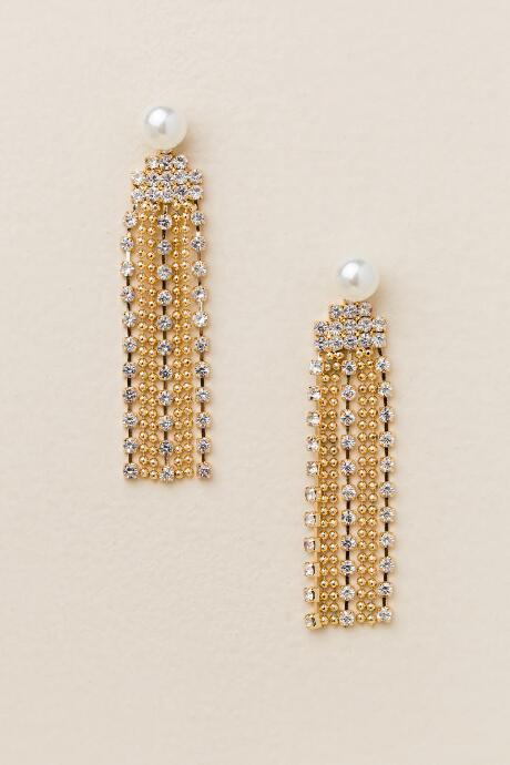Francesca's Irma Pearl Cupchain Drop Earring - Crystal