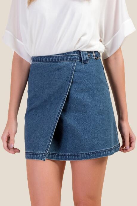Francesca's Kaleigh Denim Wrap Skirt - Dark