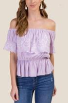 Francesca's Veronica Off The Shoulder Top - Lavender