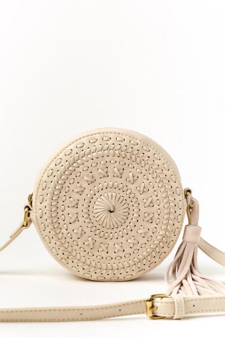 Francesca's Zoe Whipstitch Round Crossbody - Ivory