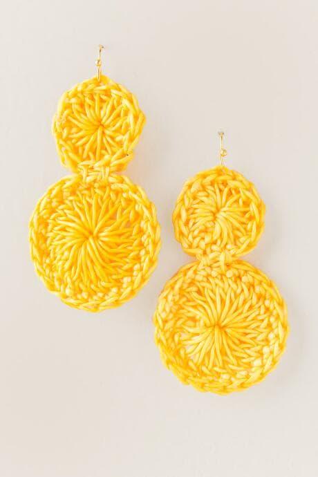 Francesca's Maya Woven Drop Earrings In Yellow - Yellow