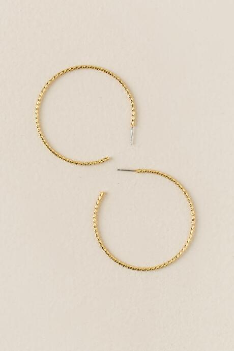 Francesca's Alba Rope Texture Hoop Earring - Gold