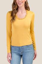 Francesca's Ashley Ruffle Trim Tee - Sunshine
